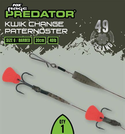 Fox Rage predator Kwik Change Paternoster Trace Barbed Fox Rage predator