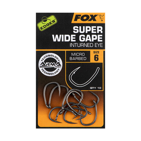 Super Wide Gap (Inturned Eye) Hooks X10 Edges Armapoint Fox Size 6